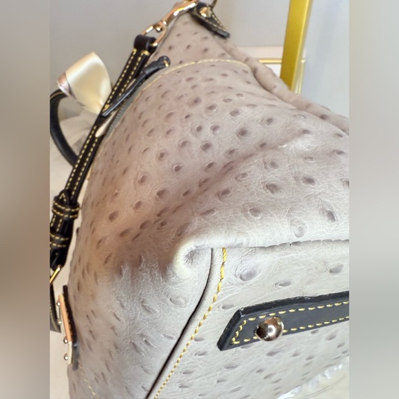 Dooney & Bourke Gray Ostrich Skin Satchel - Picture 14 of 15